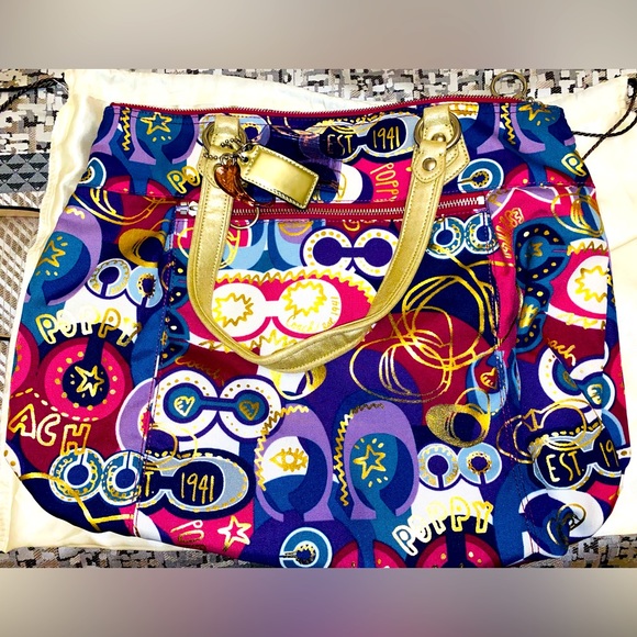 Coach Poppy Limited Edition Pop C Metallic Graffiti Glam Tote - Picture 1 of 6